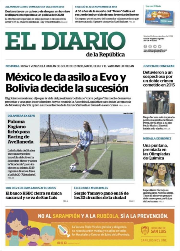 Portada de Diario de la República (Argentina)