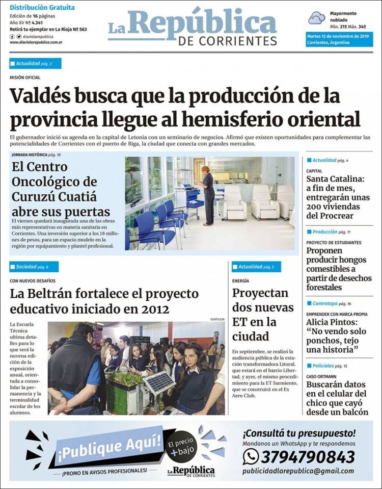 Portada de La República de Corrientes (Argentina)