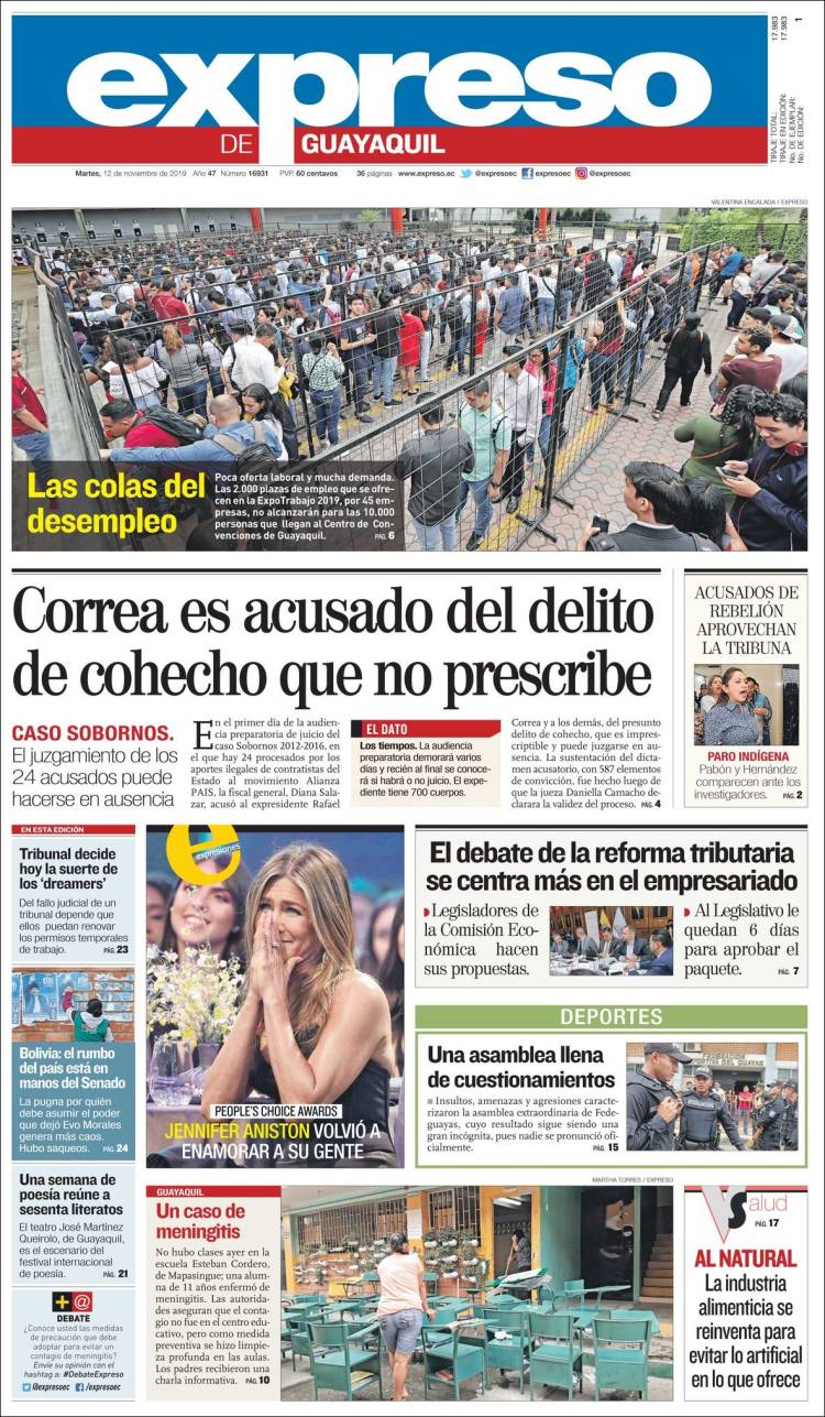 Portada de Expreso (Ecuador)