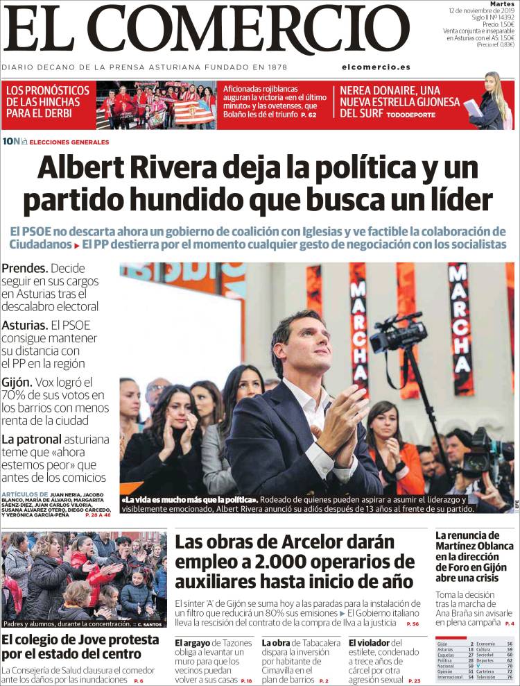 Portada de El Comercio (Espa&ntilde;a)