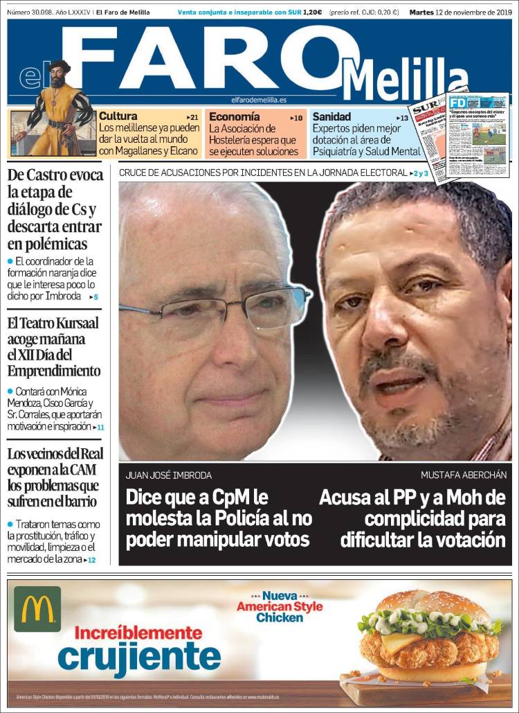 Portada de El Faro de Melilla (Espa&ntilde;a)