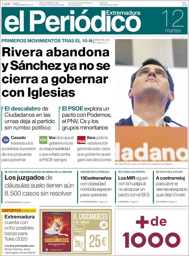 Portada de El Periódico de Extremadura (Espa&ntilde;a)