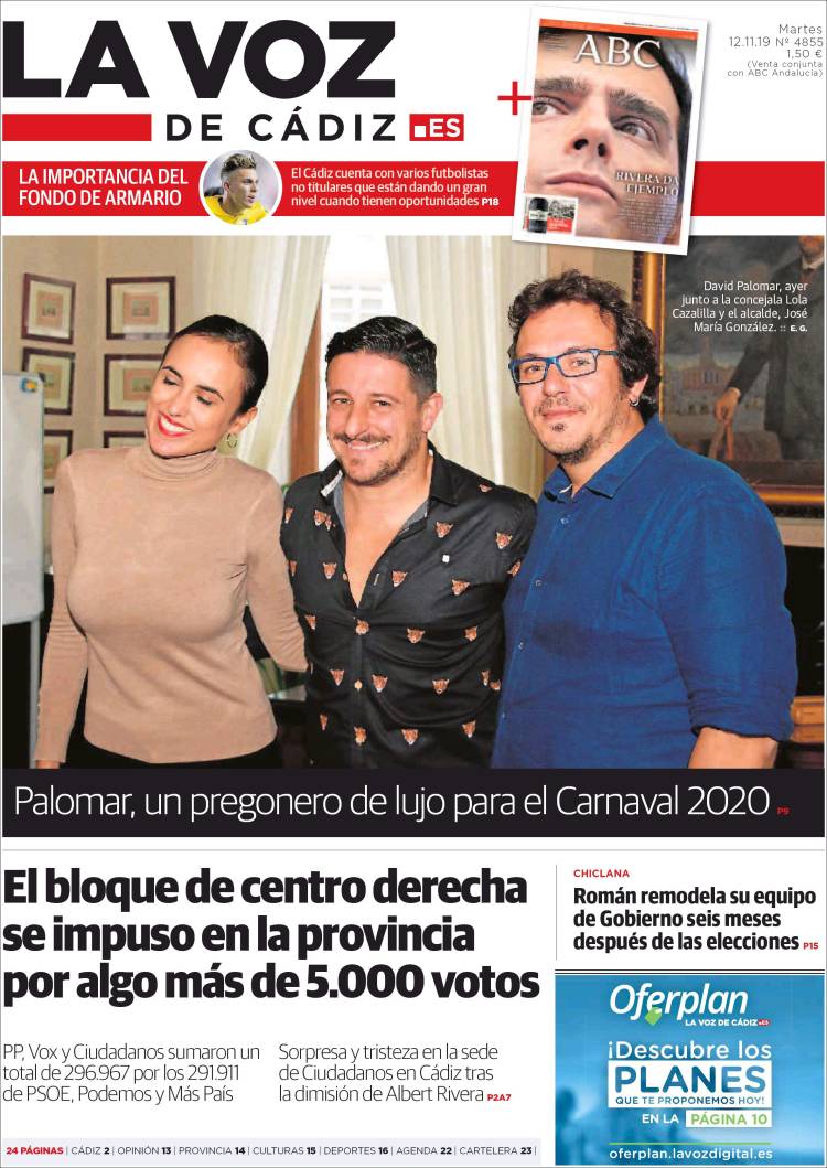 Portada de La Voz de Cádiz (Espa&ntilde;a)