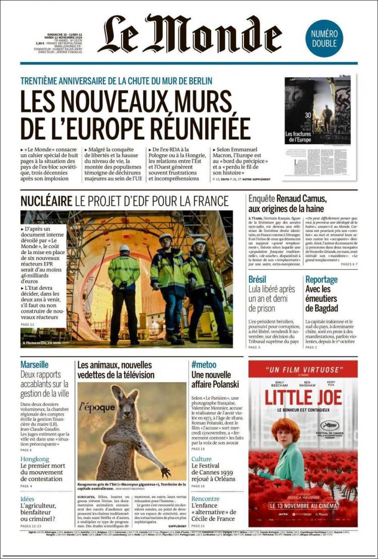 Portada de Le Monde (Francia)