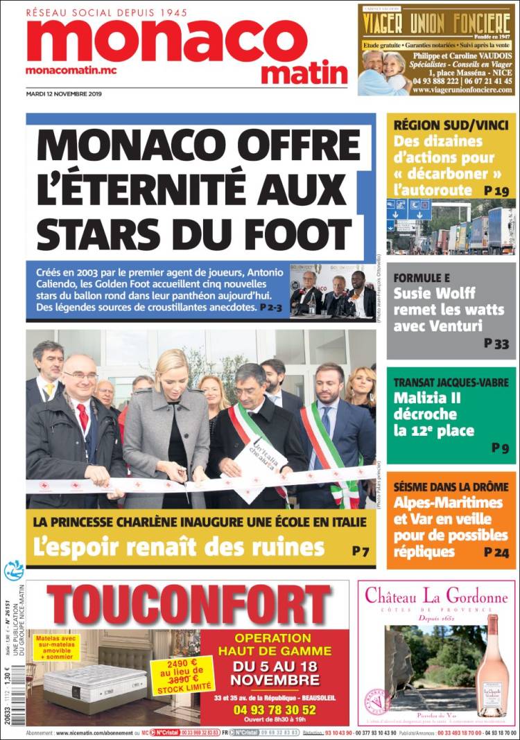 Portada de Nice-Matin (Francia)