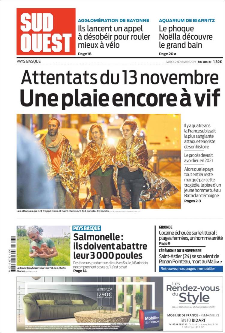 Portada de Sud Ouest (Francia)