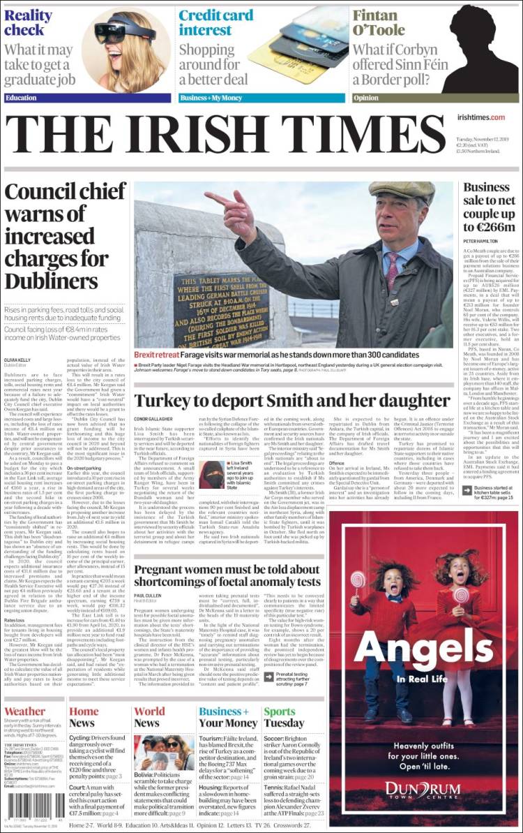 Portada de Irish Times (Irlanda)