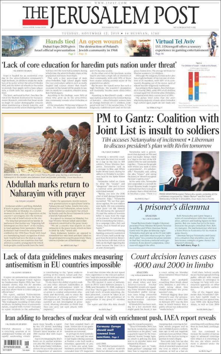 Portada de The Jerusalem Post (Israel)