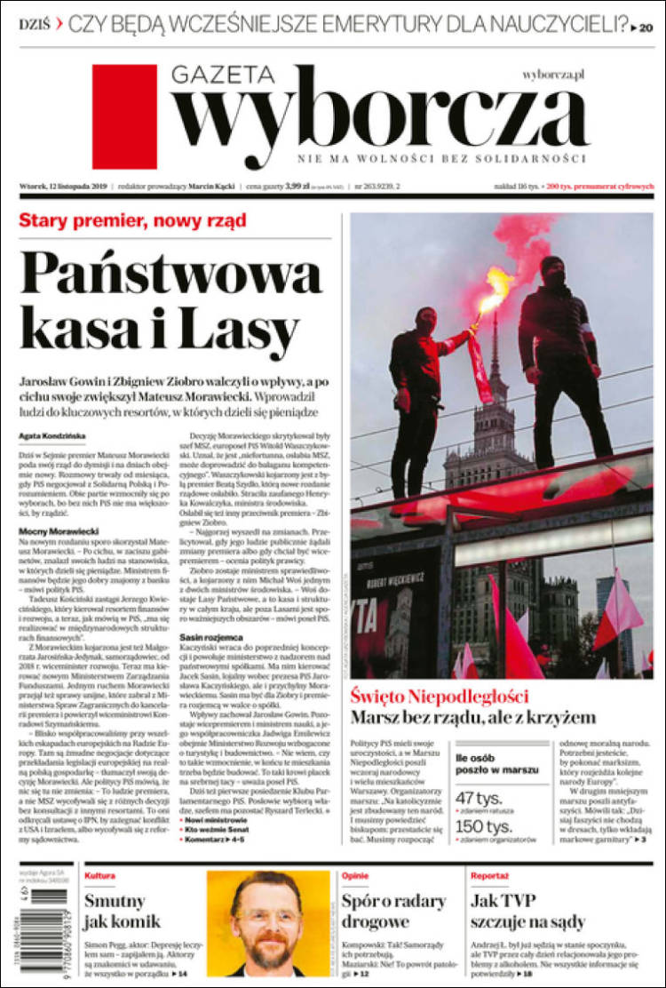 Portada de Gazeta Wyborcza (Polonia)