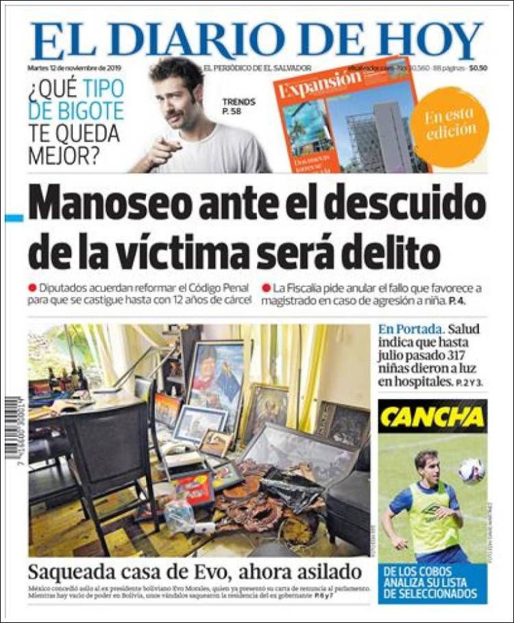 Portada de El Diario de Hoy (El Salvador)