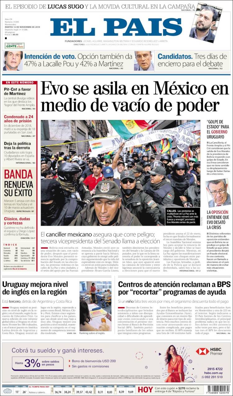 Portada de El País (Uruguay)