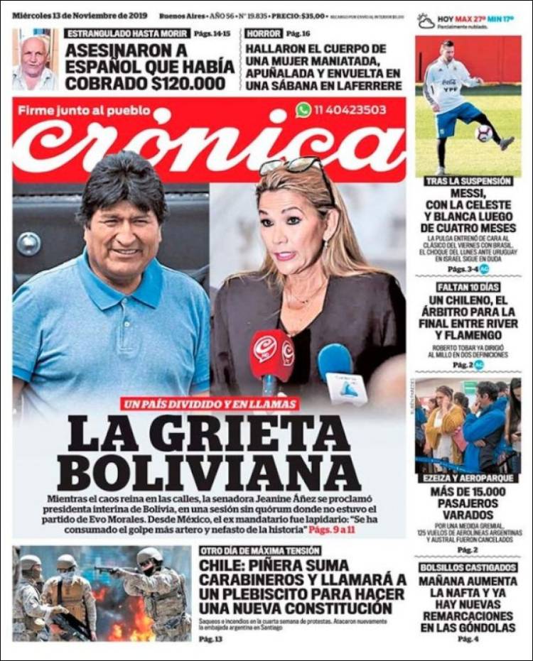 Portada de Crónica (Argentina)