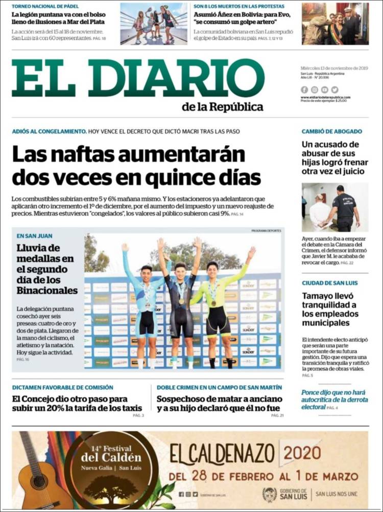 Portada de Diario de la República (Argentina)