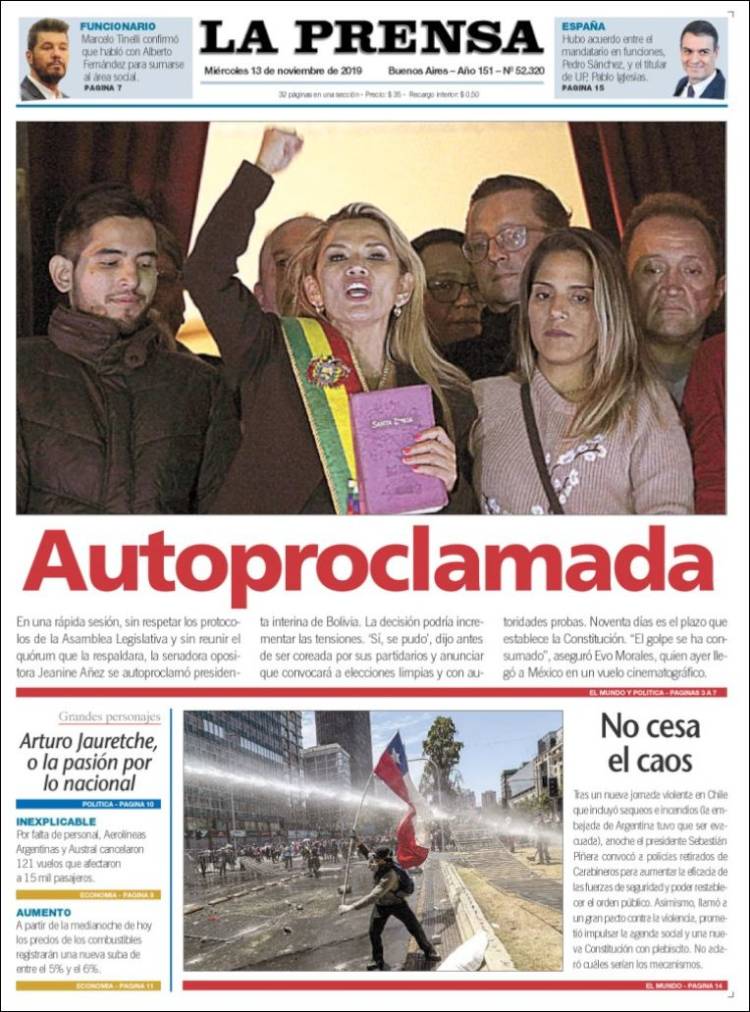 Portada de La Prensa (Argentina)