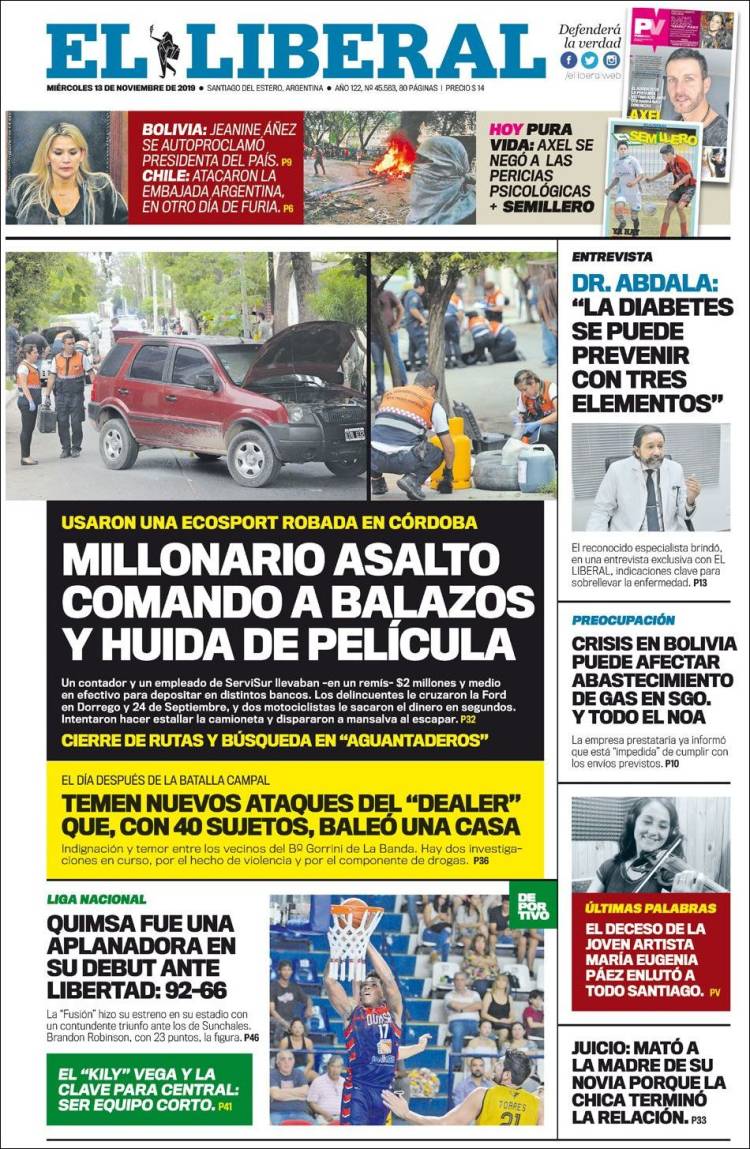 Portada de Diario El Liberal (Argentina)