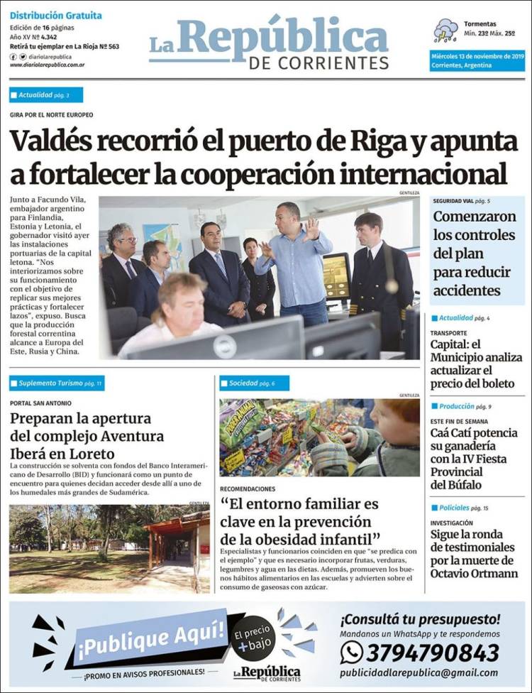 Portada de La República de Corrientes (Argentina)