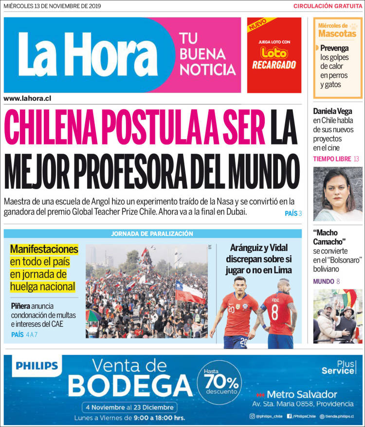 Portada de La Hora (Chile)