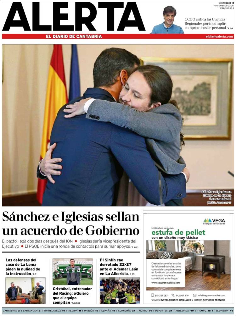 Portada de Alerta - El Diario de Cantabria (España)