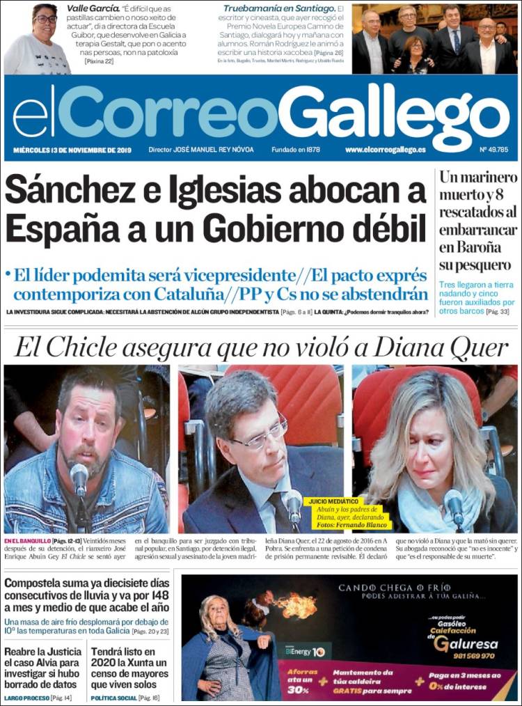 Portada de El Correo Gallego (España)