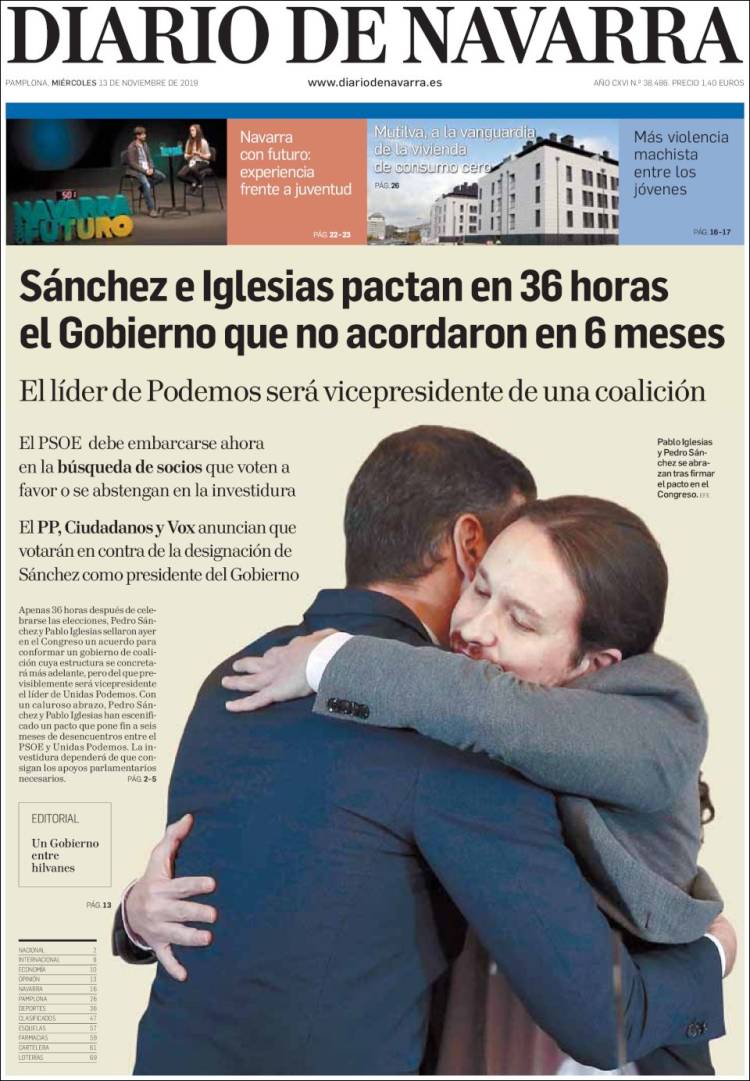 Portada de Diario de Navarra (España)