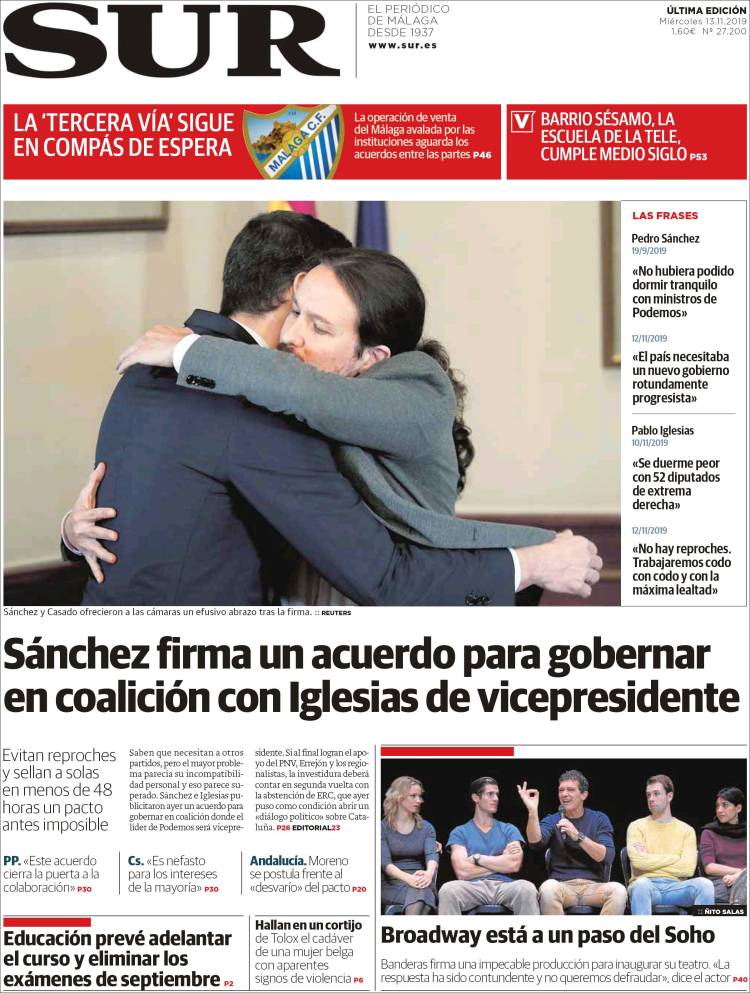 Portada de Diario el Sur (España)