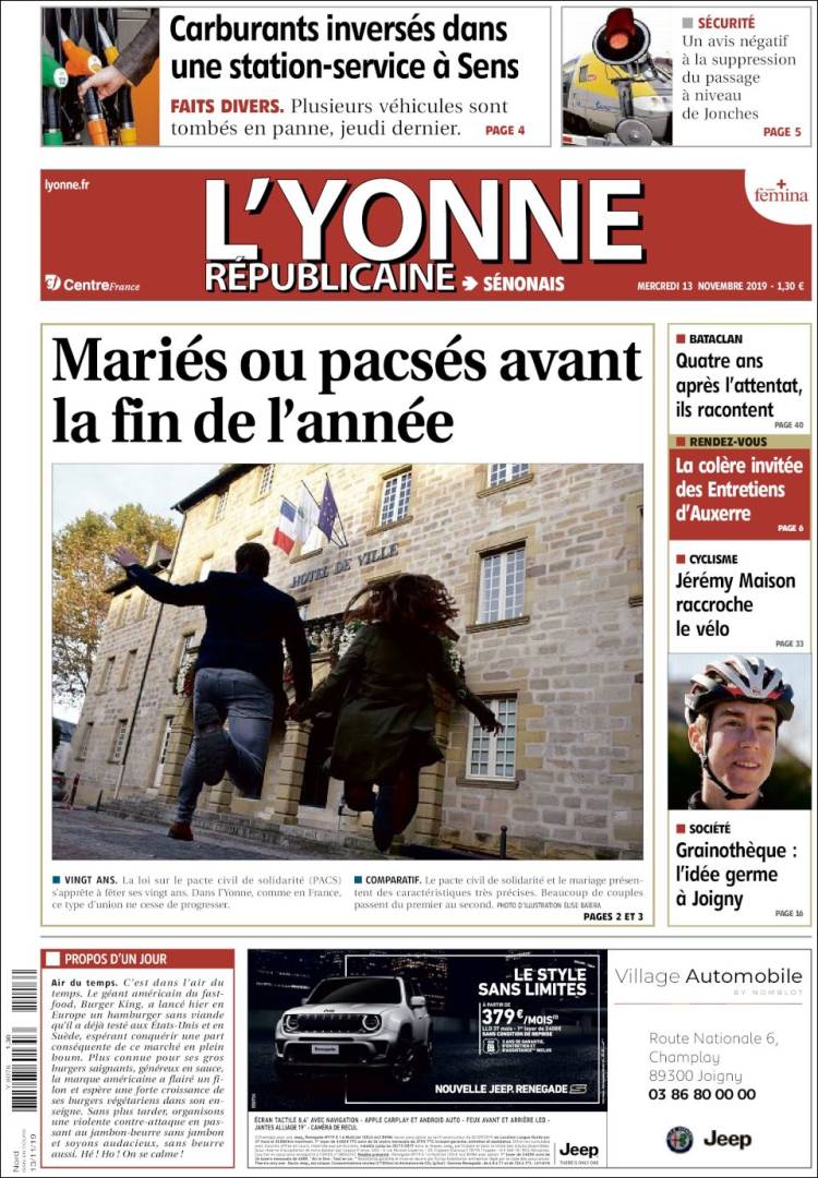 Portada de L'Yonne-Républicaine (Francia)