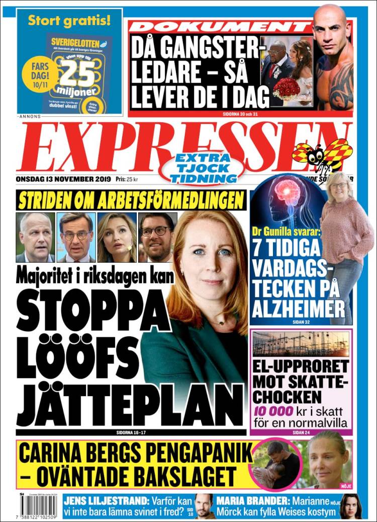 Portada de Expressen (Suecia)