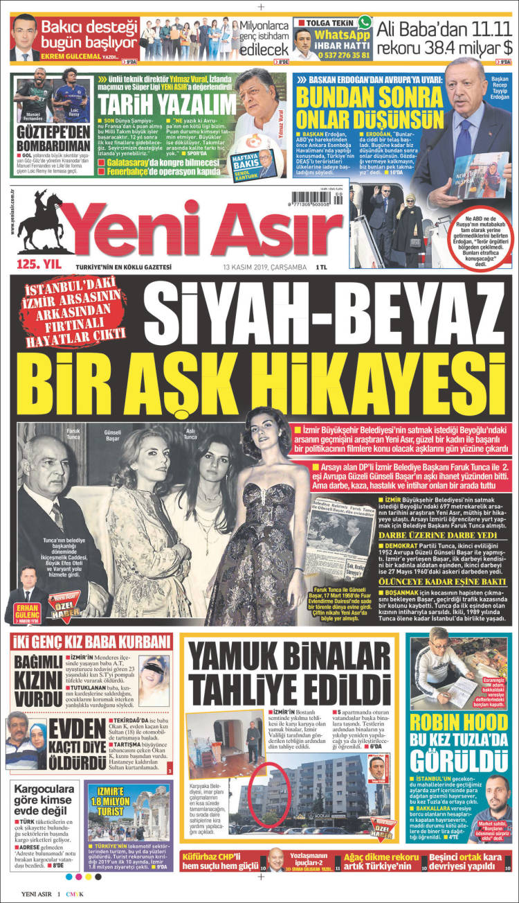 Portada de Yeni Asır (Turquía)