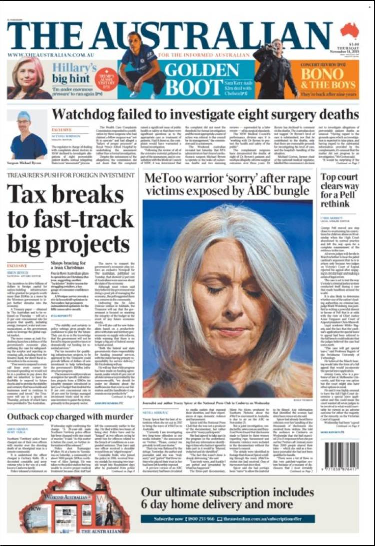 Portada de The Australian (Australia)