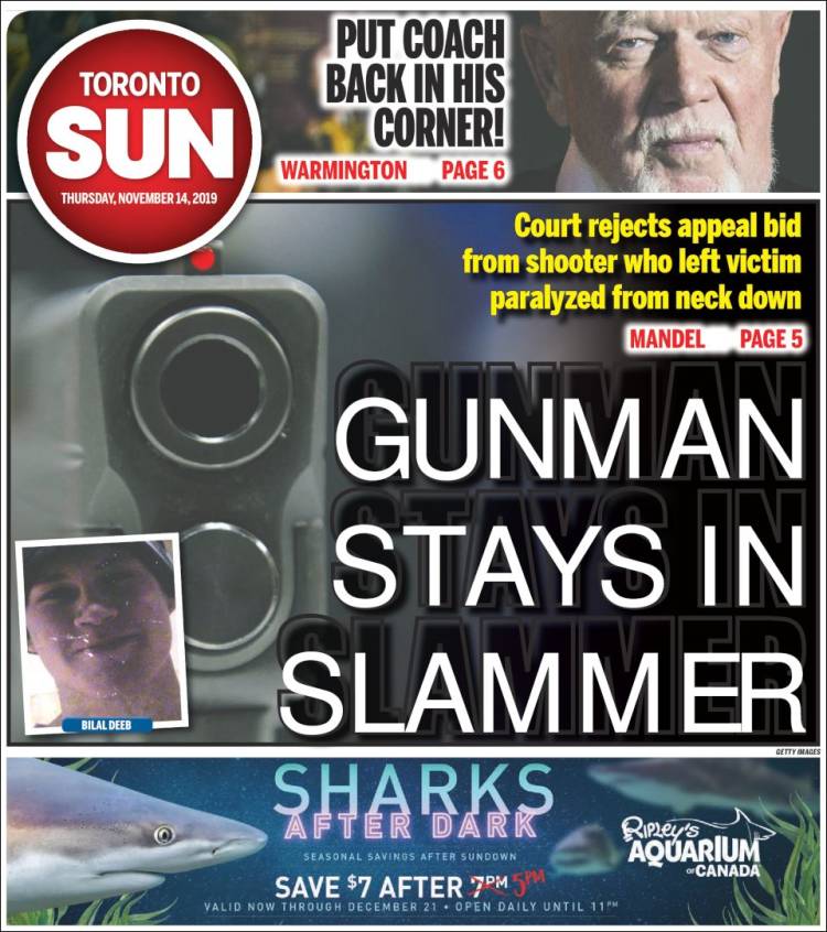 Portada de The Toronto Sun (Canada)