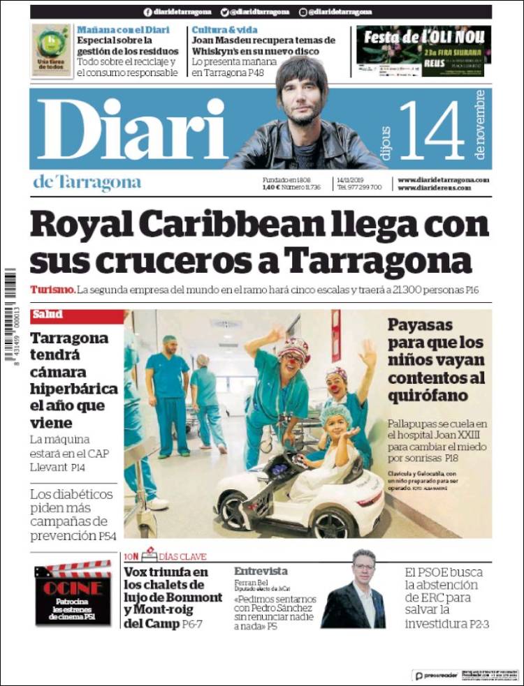 Portada de Diari de Tarragona (España)