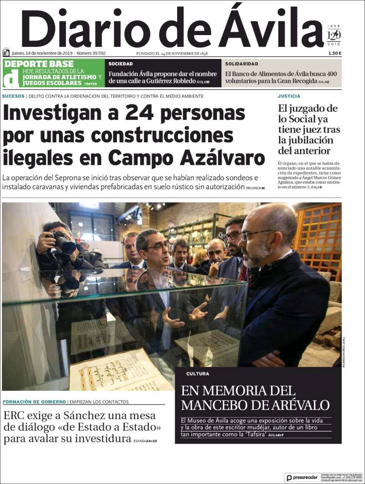 Portada de Diario de Ávila (España)