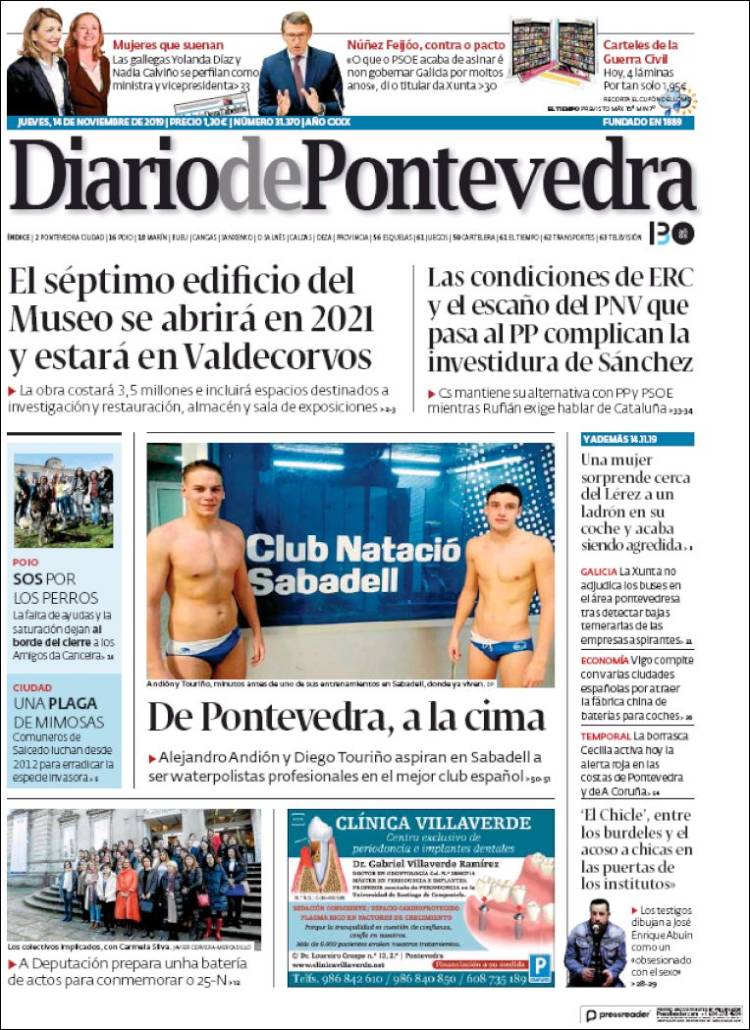 Portada de Diario de Pontevedra (España)