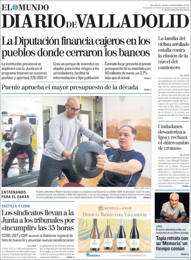 Portada de Diario de Valladolid (España)