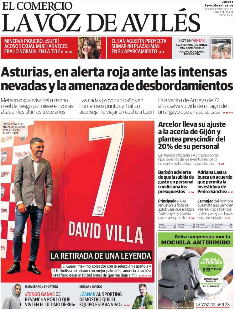 Portada de El Comercio - Avilés (España)