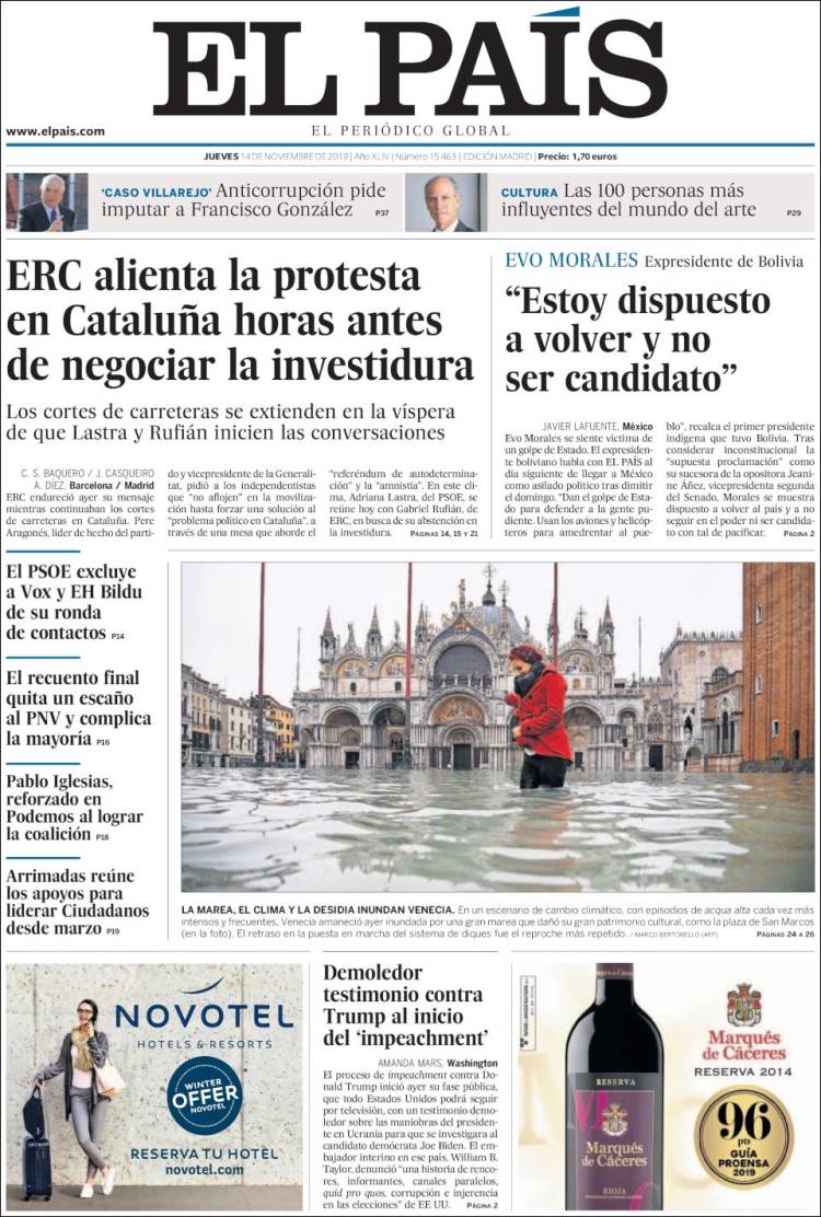 Portada de El País (España)