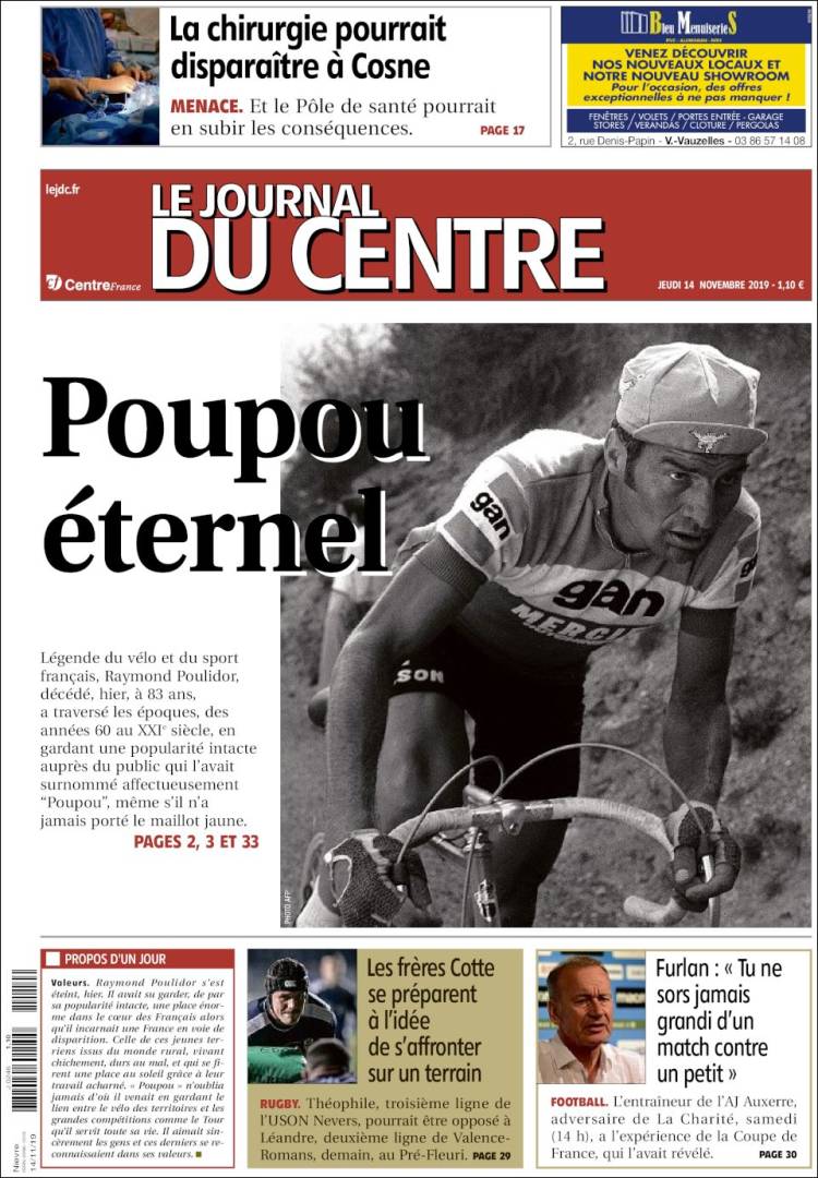 Portada de Le Journal du Centre (Francia)
