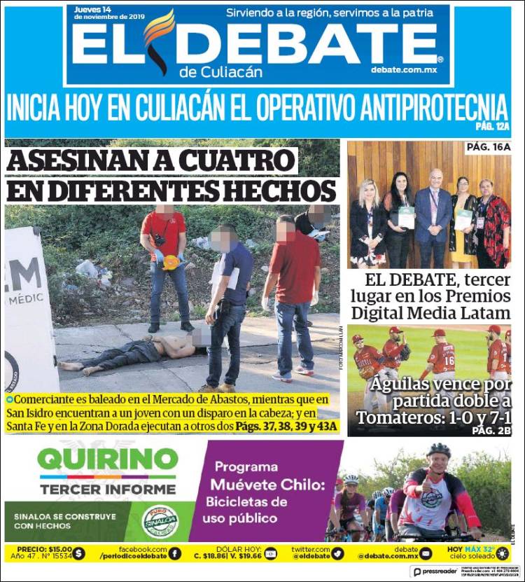 Portada de El Debate de Culiacán (M&eacute;xico)