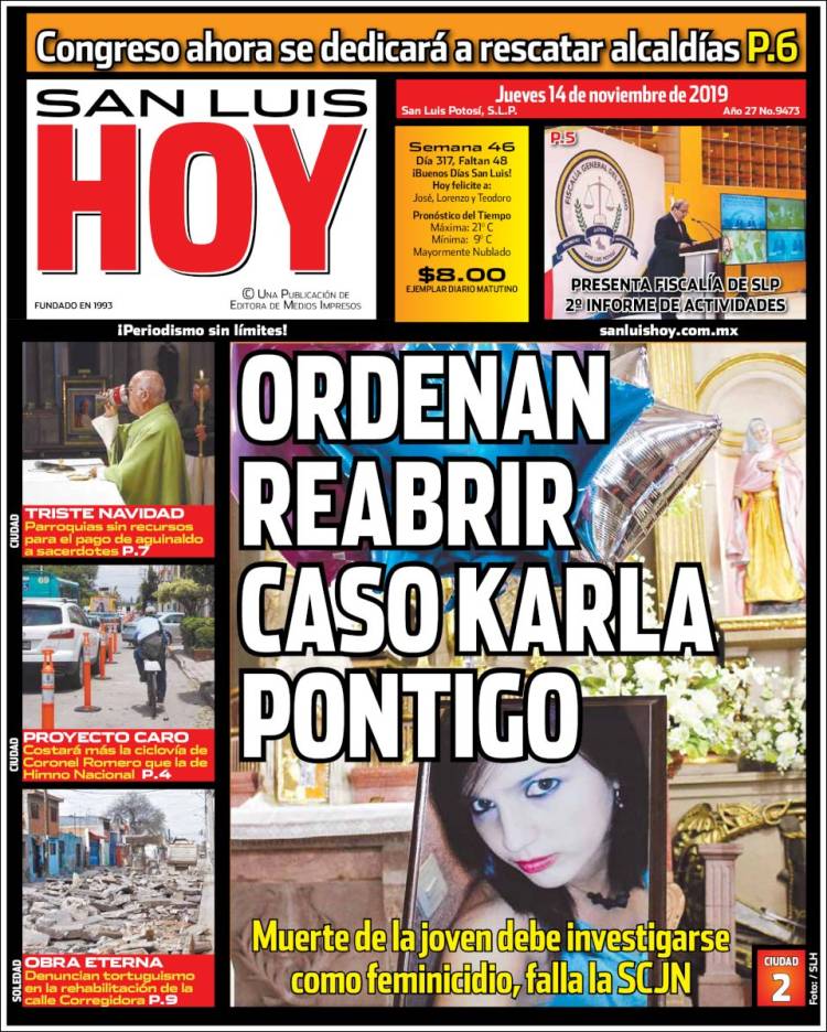Portada de San Luis Hoy (M&eacute;xico)
