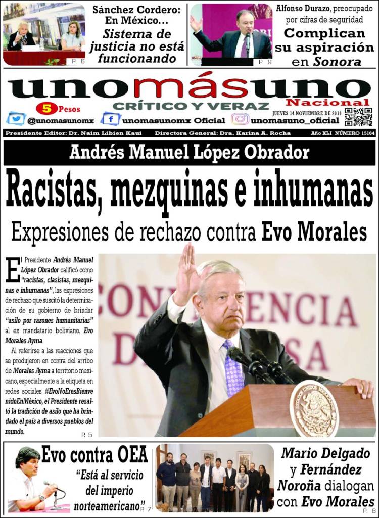 Portada de unomásuno (M&eacute;xico)