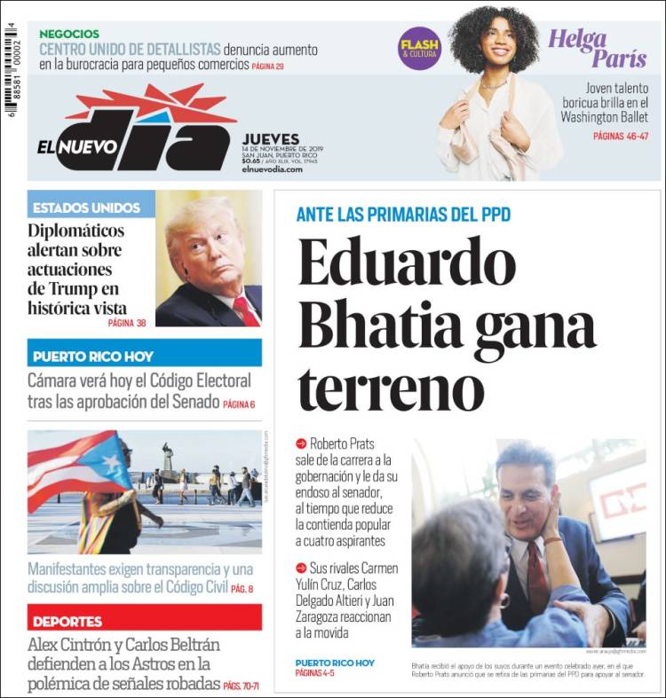 Portada de El Nuevo Día (Puerto Rico)