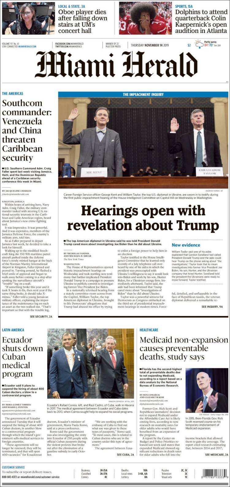 Portada de Miami Herald (USA)