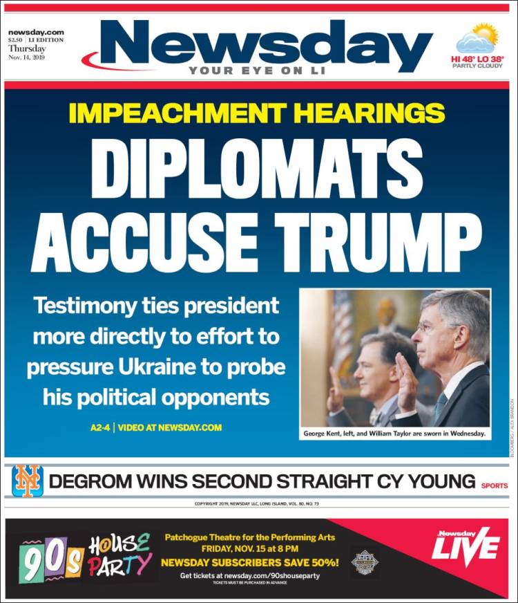 Portada de Newsday (USA)