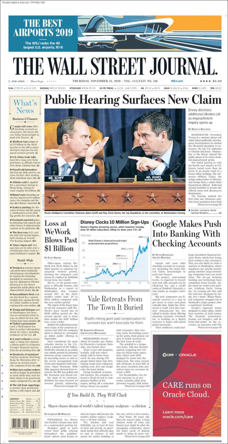 Portada de Wall Street Journal (USA)