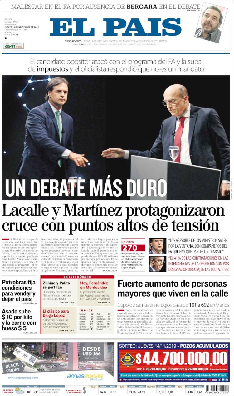 Portada de El País (Uruguay)