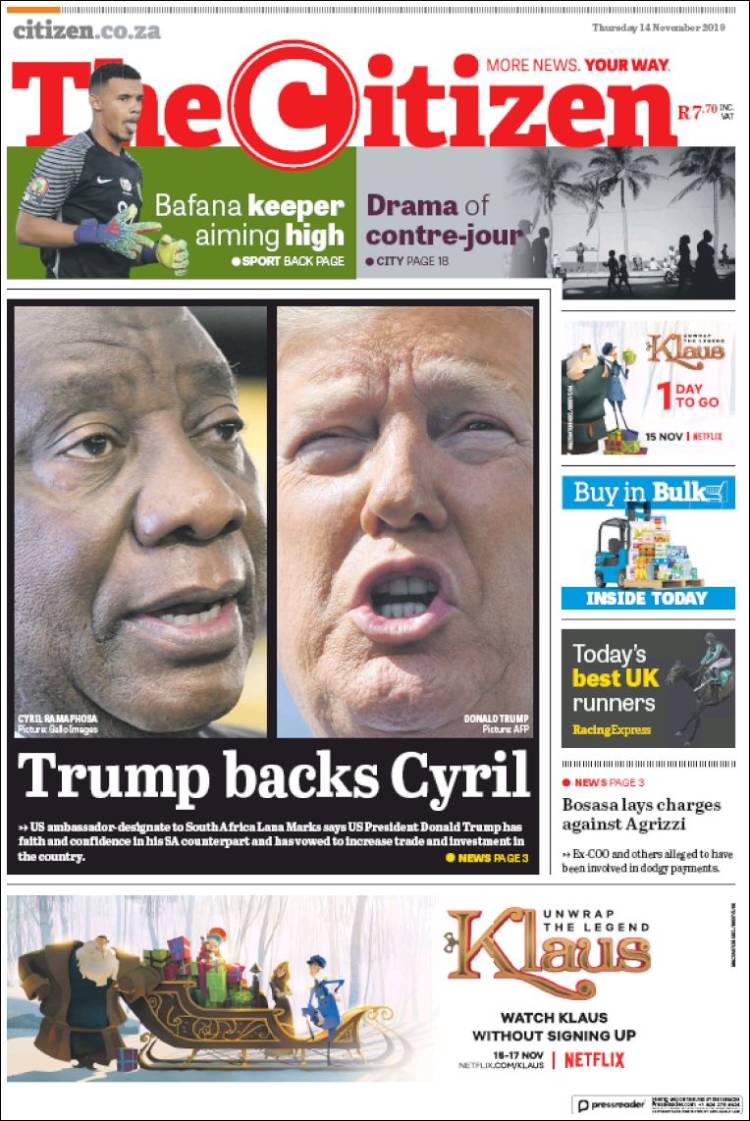 Portada de The Citizen (Sud&aacute;frica)