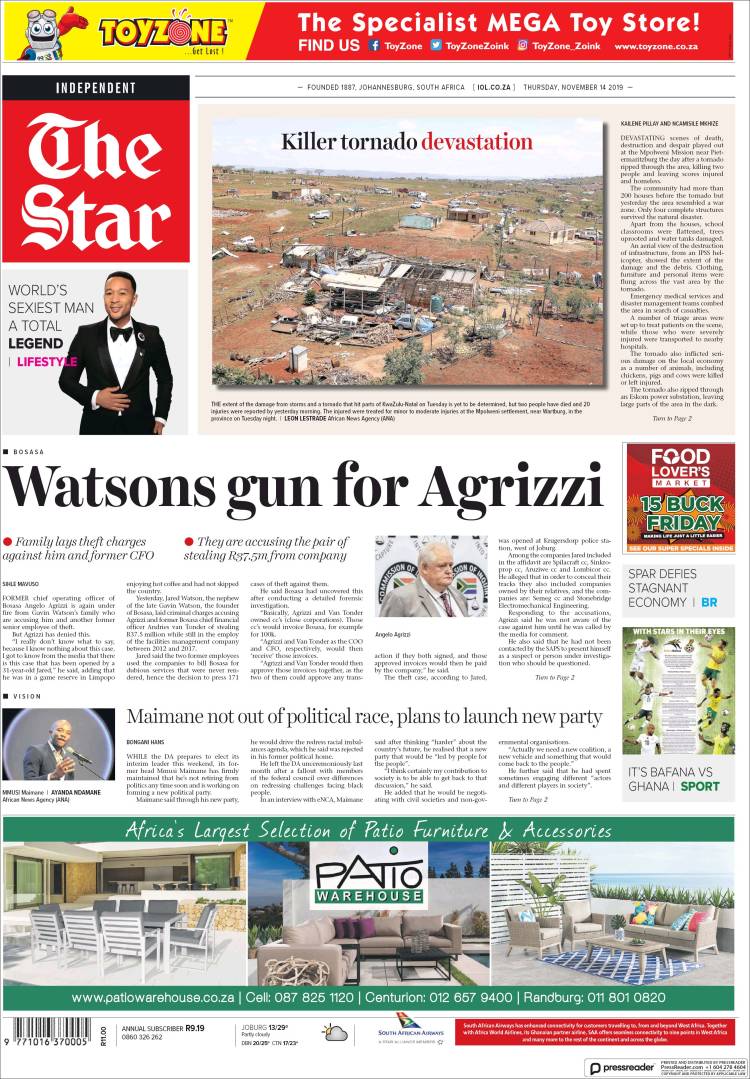 Portada de The Star (Sud&aacute;frica)