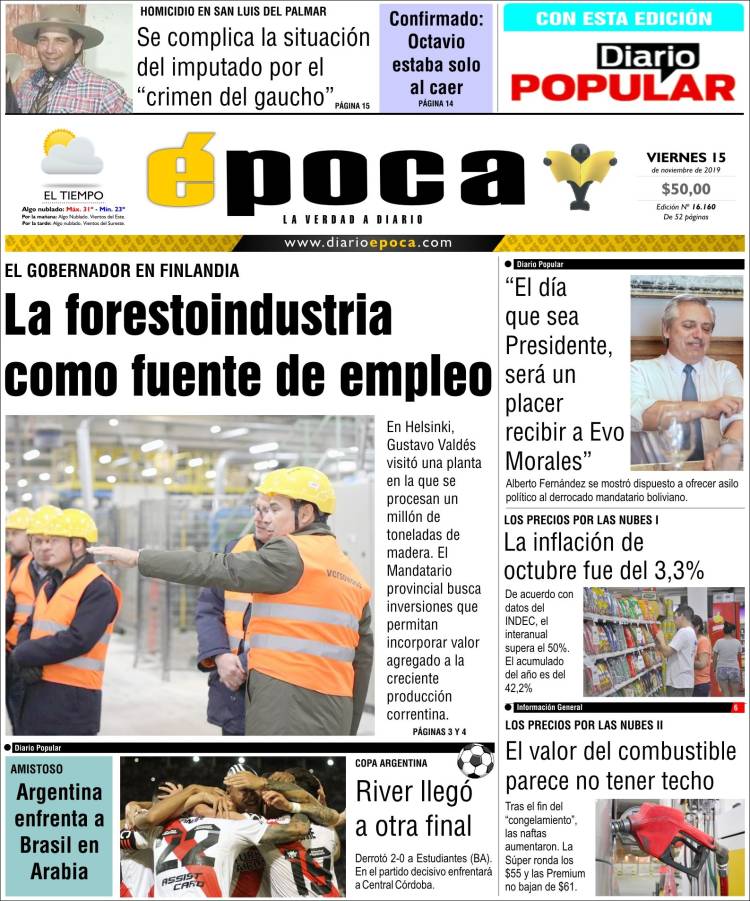 Portada de Diario Época (Argentina)