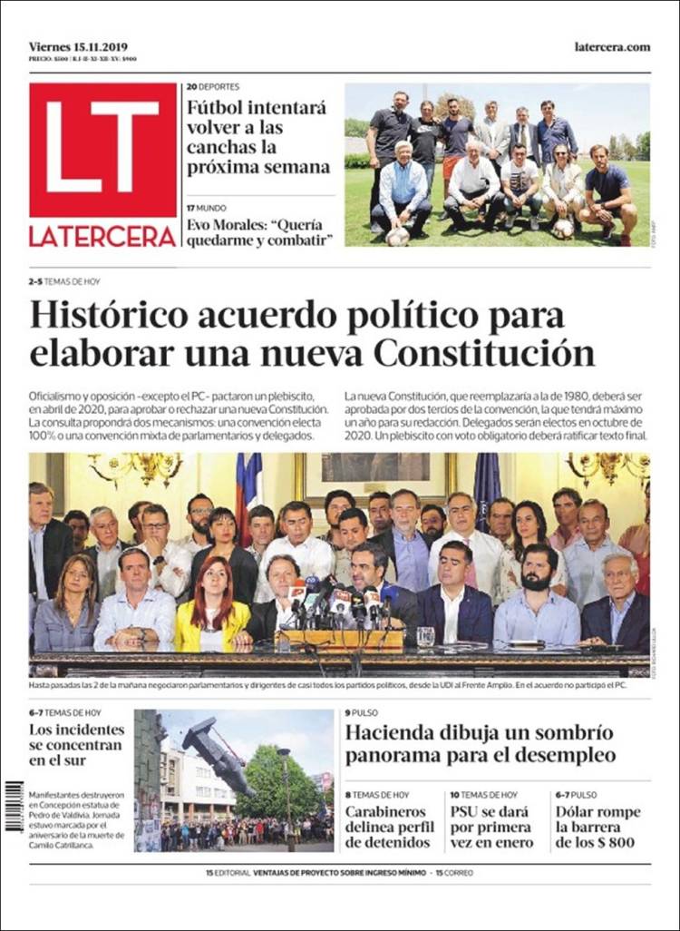 Portada de La Tercera (Chile)