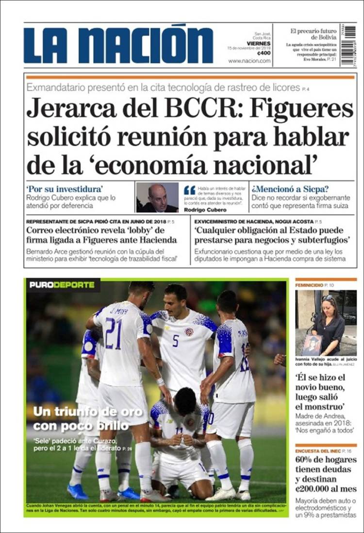 Portada de La Nación - Costa Rica (Costa Rica)